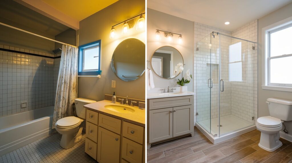 Bathroom before and after renovation comparison